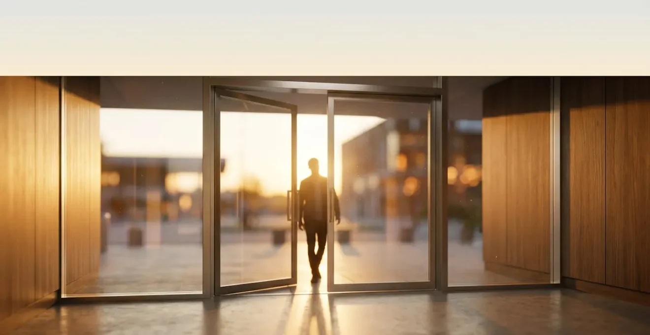 Seuil lumineux symbolisant la transformation d'un visiteur en client sur un site web