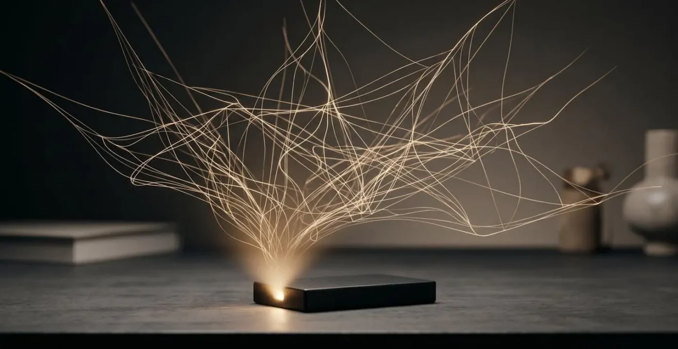 Illustration conceptuelle d'une vidéo qui rayonne et se connecte à un vaste réseau de recherche, symbolisant la visibilité organique sur YouTube et Google